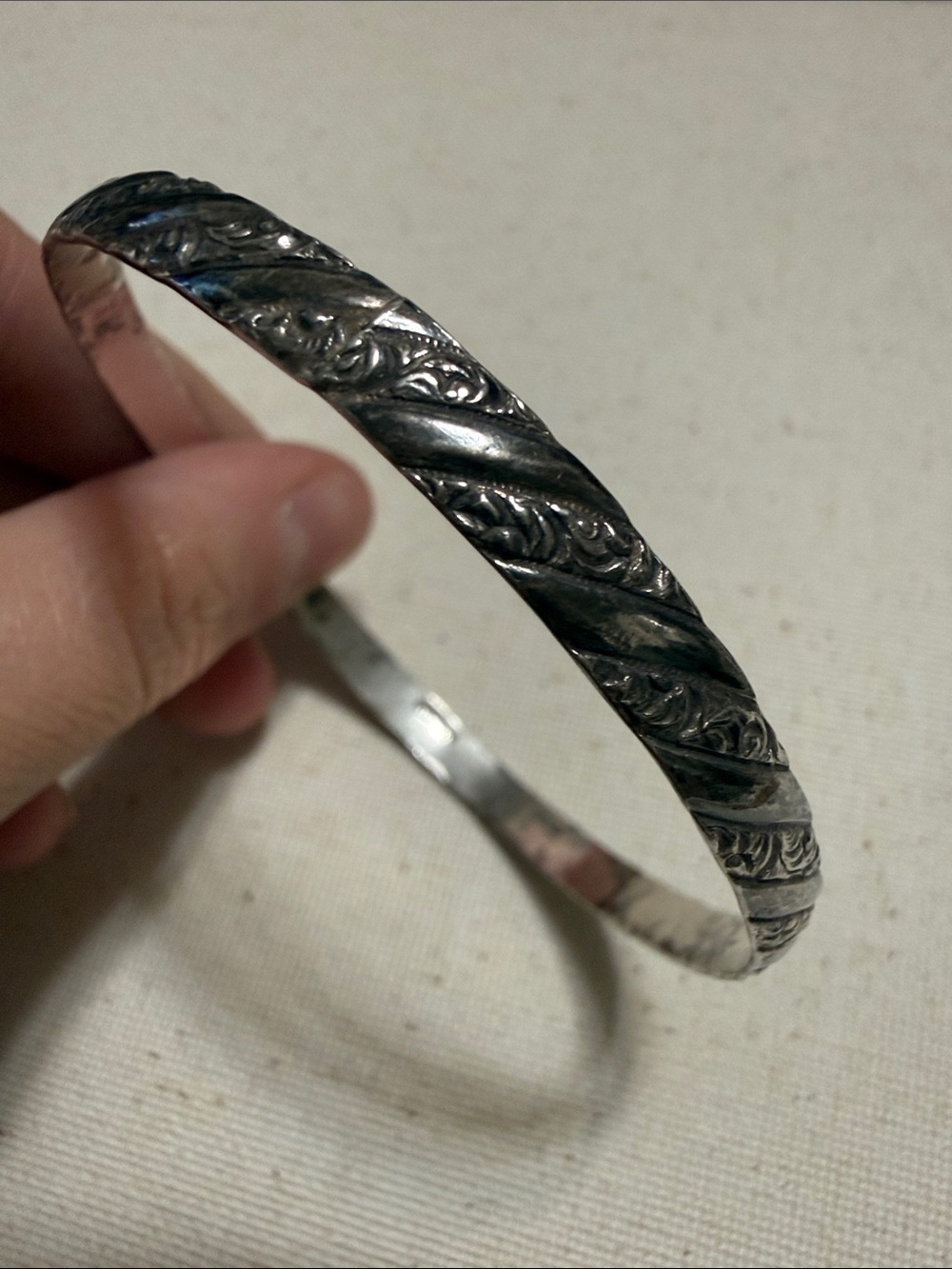 Sterling Silver Textured Engraved Silver Cuff Bracelet